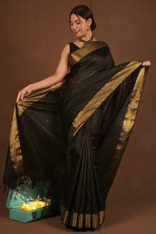 Black_Exquisite_Semi_Silk_Sarees_with_Blouse
