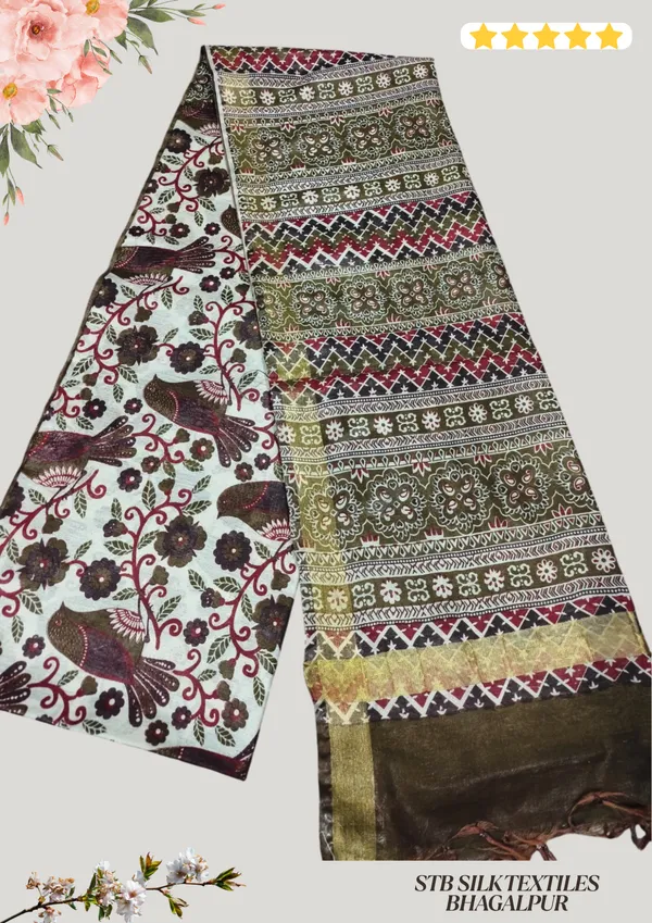 Women's_Semi_Tussar_Silk_Madhubani_Print_Saree_With_Running_Blouse_Piece