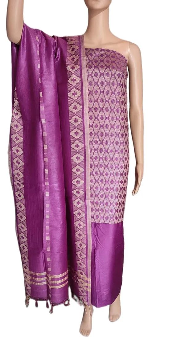 Magenta_Cotton_Silk_Handloom_Weaving_Unstitched_Salwar_Suit_Dress_Material_With_Dupatta_For_Women