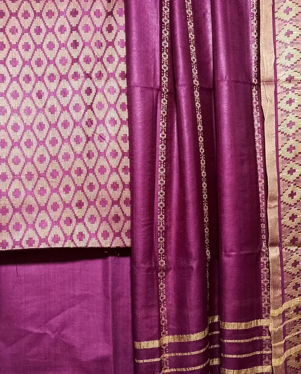 Magenta_Cotton_Silk_Handloom_Weaving_Unstitched_Salwar_Suit_Dress_Material_With_Dupatta_For_Women