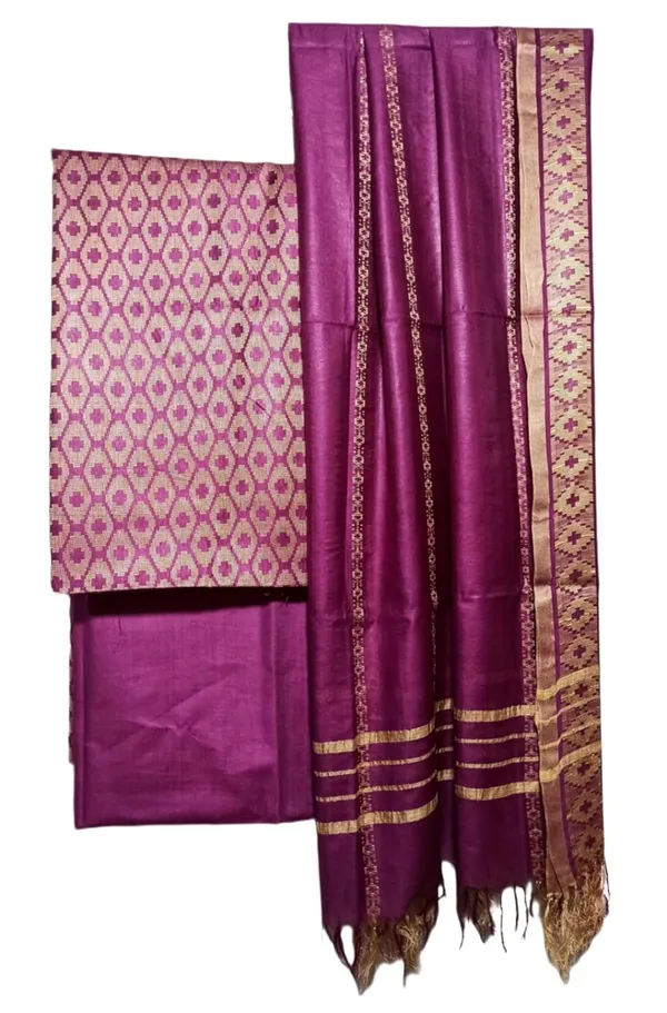 Magenta_Cotton_Silk_Handloom_Weaving_Unstitched_Salwar_Suit_Dress_Material_With_Dupatta_For_Women