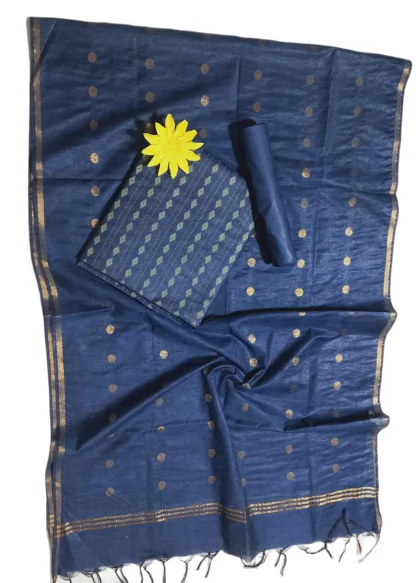 Blue_Bhagalpuri_Cotton_Silk_Unstitched_Salwar_Suit_Dress_Material_With_Dupatta_For_Women
