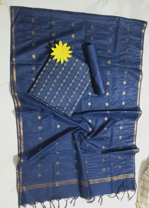 Blue_Bhagalpuri_Cotton_Silk_Unstitched_Salwar_Suit_Dress_Material_With_Dupatta_For_Women