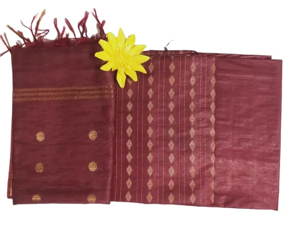 Brown_Bhagalpuri_Cotton_Silk_Unstitched_Salwar_Suit_Dress_Material_With_Dupatta_For_Women