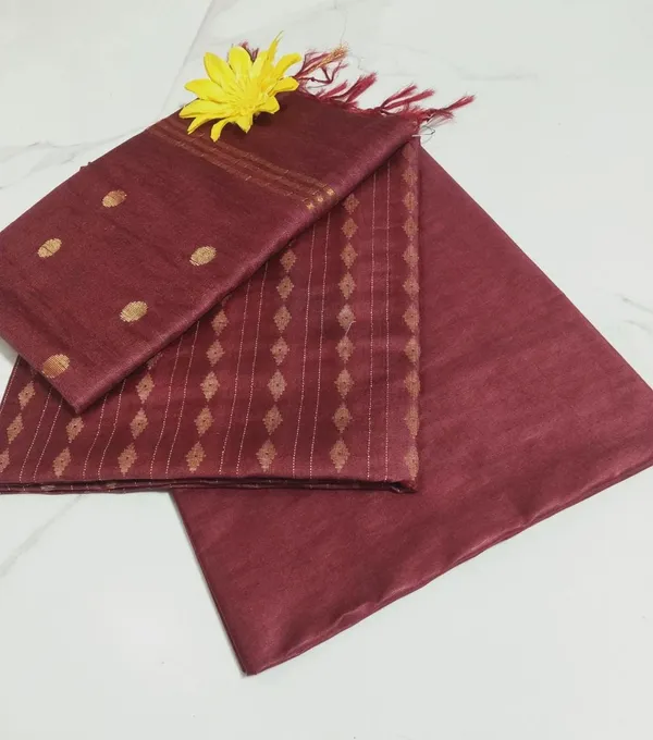 Brown_Bhagalpuri_Cotton_Silk_Unstitched_Salwar_Suit_Dress_Material_With_Dupatta_For_Women