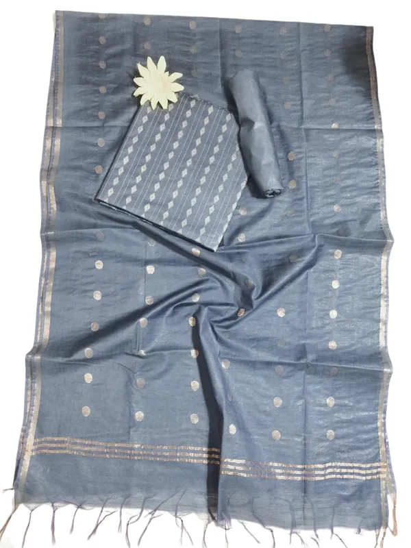 Grey_Bhagalpuri_Cotton_Silk_Unstitched_Salwar_Suit_Dress_Material_With_Dupatta_For_Women