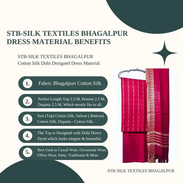 Red_Cotton_Silk_Bhagalpuri_Handloom_Weaving_Unstitched_Salwar_Suit_Dress_Material_With_Dupatta._For_Women