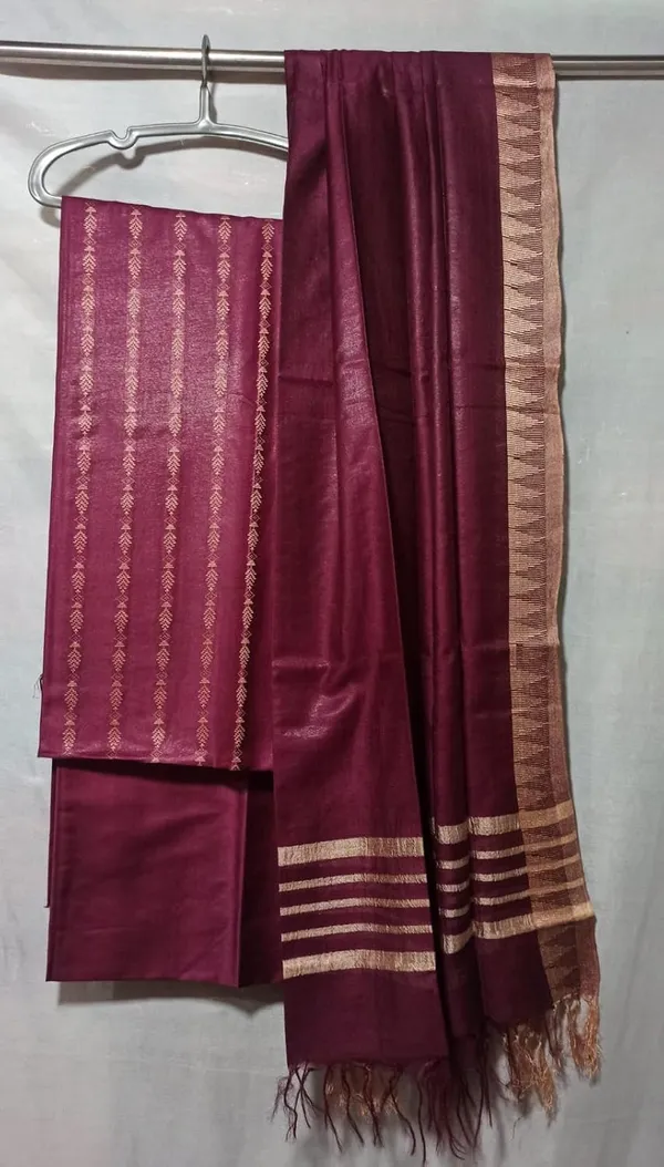 Megenta_Cotton_Silk_Bhagalpuri_Handloom_Weaving_Unstitched_Salwar_Suit_Dress_Material_With_Dupatta._For_Women