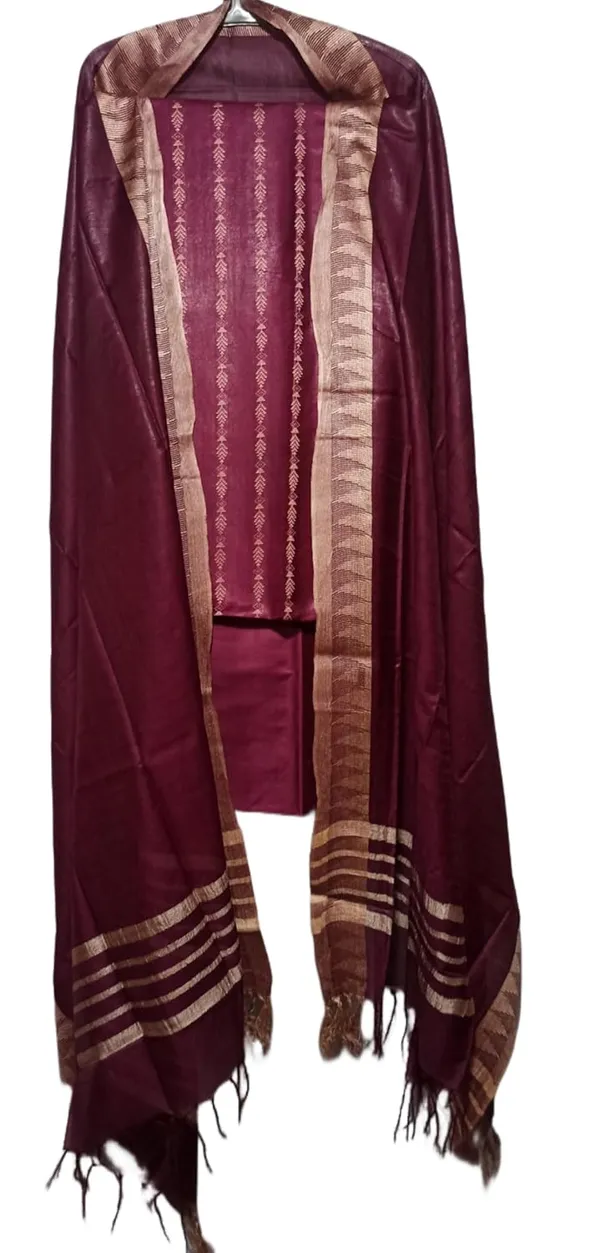 Megenta_Cotton_Silk_Bhagalpuri_Handloom_Weaving_Unstitched_Salwar_Suit_Dress_Material_With_Dupatta._For_Women