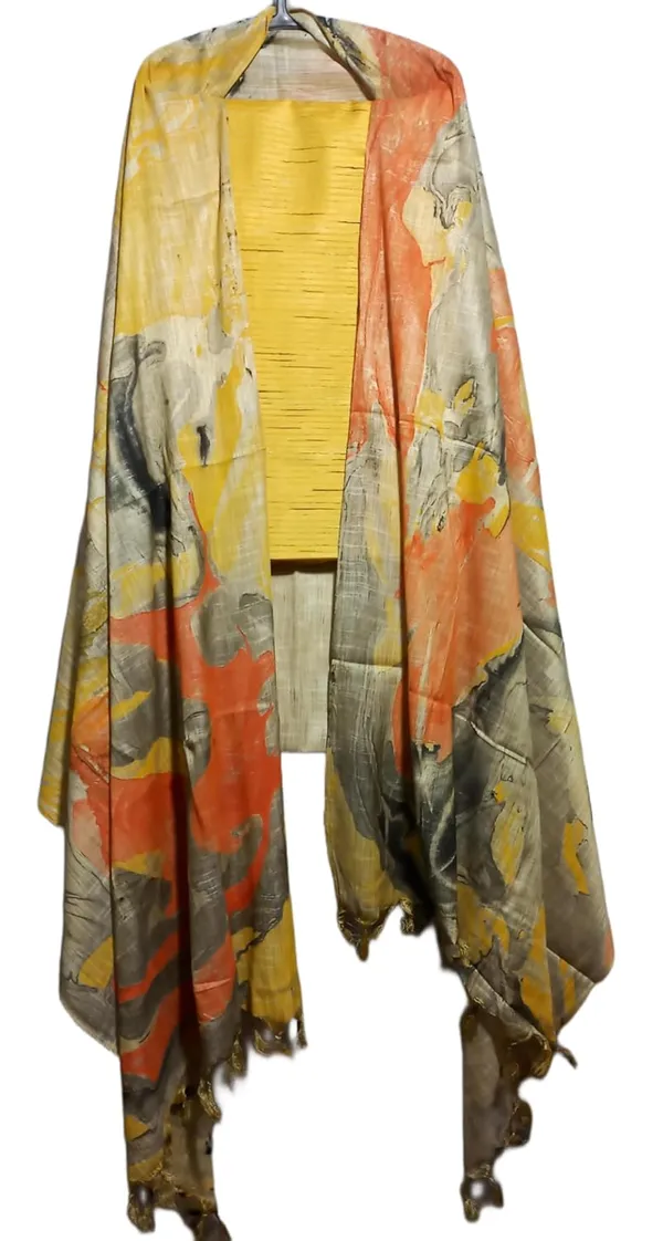 Yellow_Cotton_Silk_Unstitched_Salwar_Suit_Dress_Material_With_Marble_Print_Dupatta_For_Women