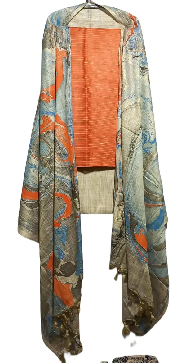 Orange_Cotton_Silk_Unstitched_Salwar_Suit_Dress_Material_With_Marble_Print_Dupatta_For_Women