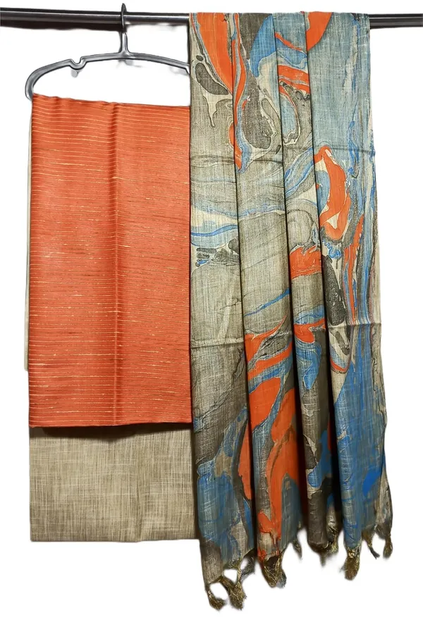 Orange_Cotton_Silk_Unstitched_Salwar_Suit_Dress_Material_With_Marble_Print_Dupatta_For_Women