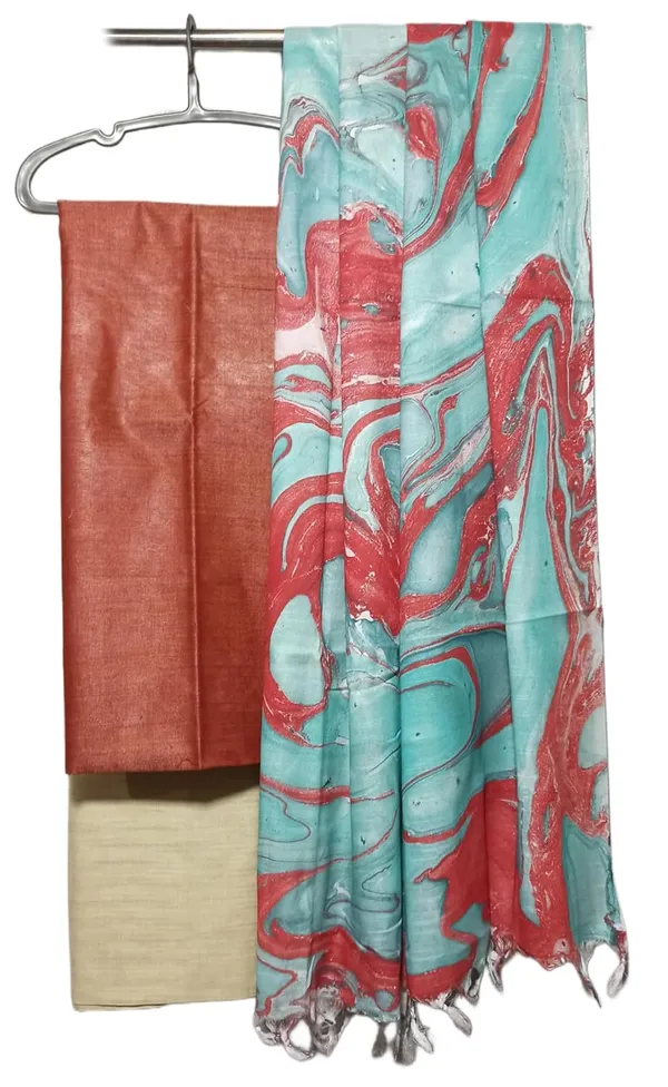 Red_Cotton_Silk_Unstitched_Salwar_Suit_Dress_Material_With_Marble_Print_Dupatta._For_Women