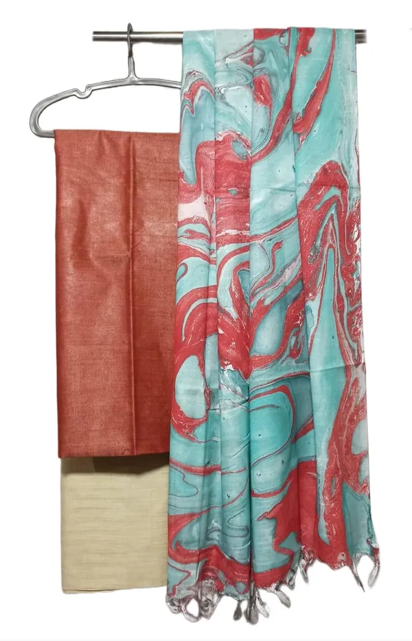 Red_Cotton_Silk_Unstitched_Salwar_Suit_Dress_Material_With_Marble_Print_Dupatta._For_Women