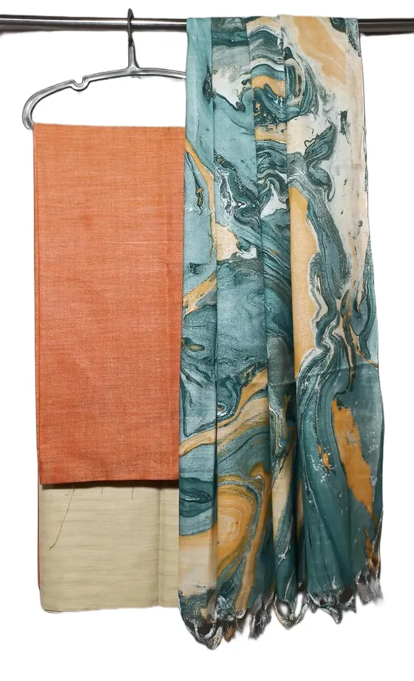 Orange_Cotton_Silk_Unstitched_Salwar_Suit_Dress_Material_With_Marble_Print_Dupatta._For_Women