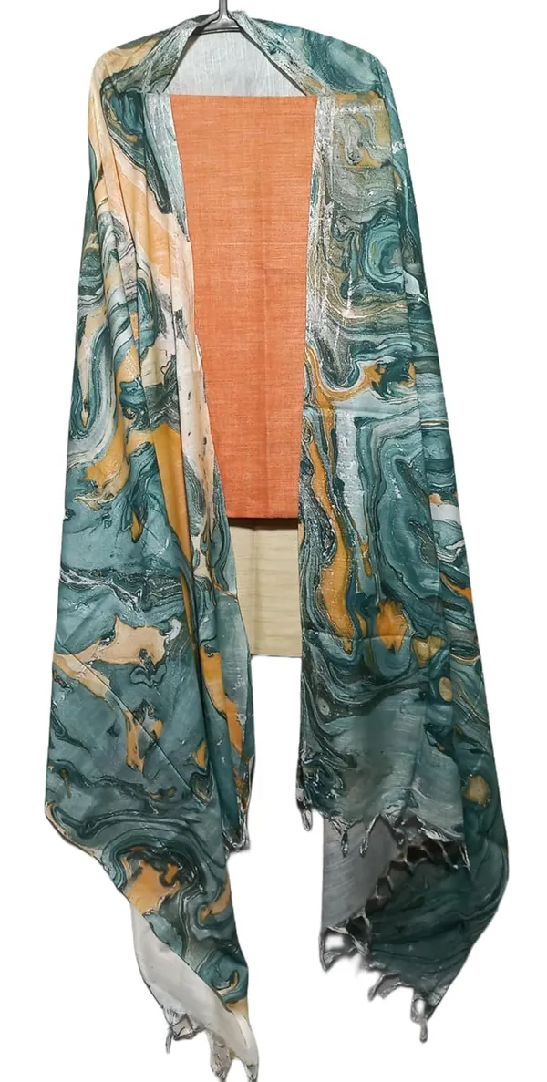 Orange_Cotton_Silk_Unstitched_Salwar_Suit_Dress_Material_With_Marble_Print_Dupatta._For_Women