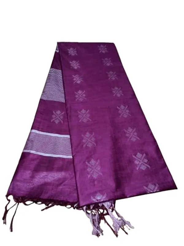 Mehenta_Handwoven_Threads_Weaving_Semi_Tussar_Soft_Silk_Saree_With_Running_Blouse_Piece_For_Women