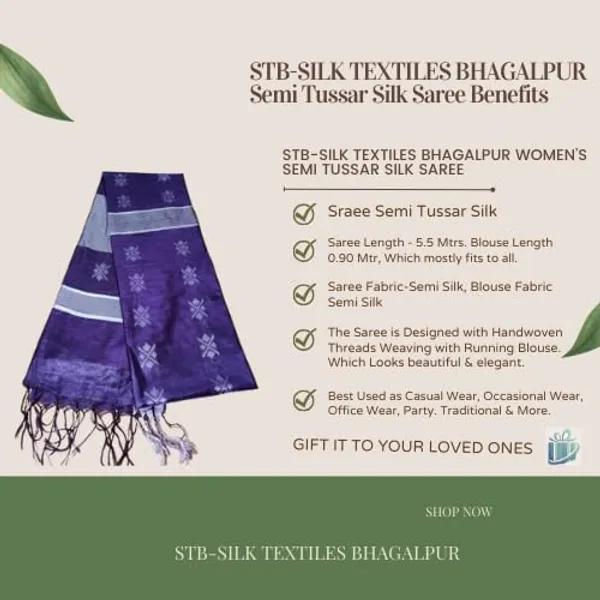 Purple_Handwoven_Threads_Weaving_Semi_Tussar_Soft_Silk_Saree_With_Running_Blouse_Piece_For_Women