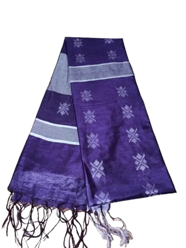 Purple_Handwoven_Threads_Weaving_Semi_Tussar_Soft_Silk_Saree_With_Running_Blouse_Piece_For_Women