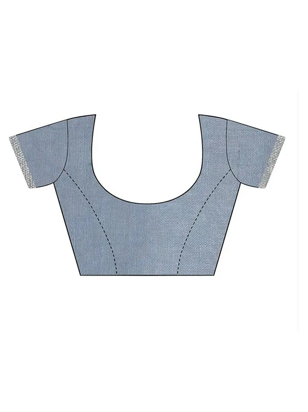 Grey_Plain_Weave_Linen_Saree_With_Unstitched_Blouse_Piece_For_Women