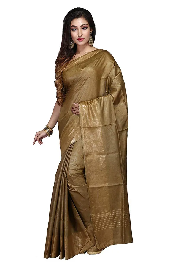 Firozy_Brown_Colour_Pure_Bhagalpuri_Munga_Silk_Saree_With_Unstiched_Blouse_Piece_For_Women