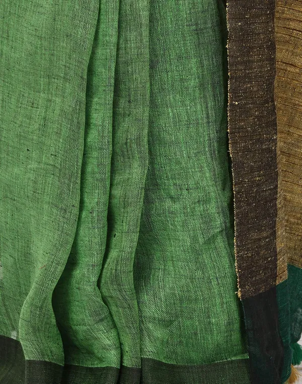 Green_Linen_Bhagalpuri_Saree_With_Blouse_Piece_For_Women