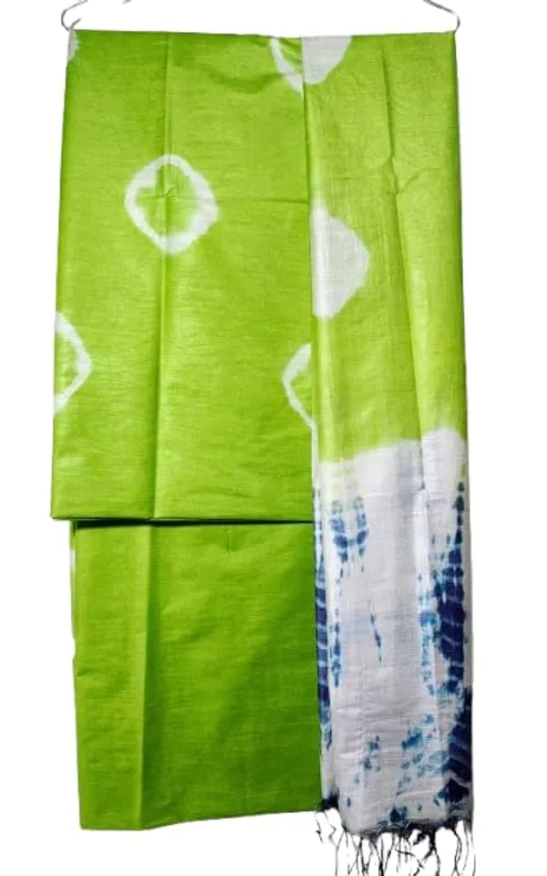 Green_3Pc_Shibori_Tie-Dye_Mul_Cotton_Suit_Material_Set_For_Women