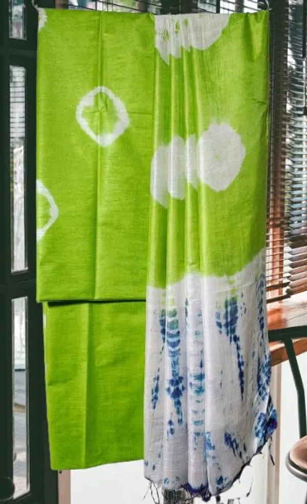 Green_3Pc_Shibori_Tie-Dye_Mul_Cotton_Suit_Material_Set_For_Women