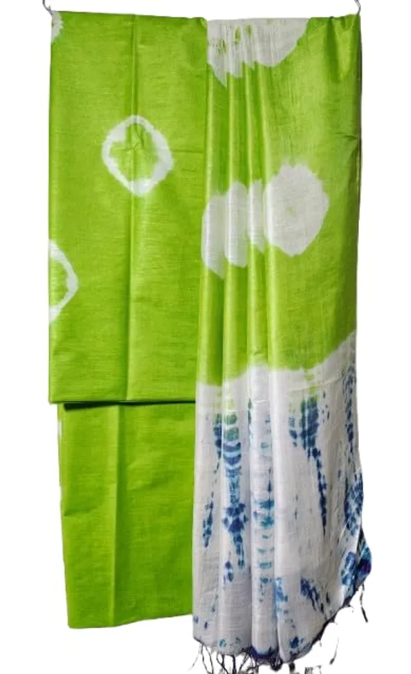 Green_3Pc_Shibori_Tie-Dye_Mul_Cotton_Suit_Material_Set_For_Women