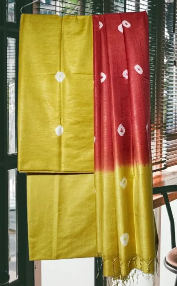 Yellow_3Pc_Shibori_Tie-Dye_Mul_Cotton_Suit_Material_Set_For_Women