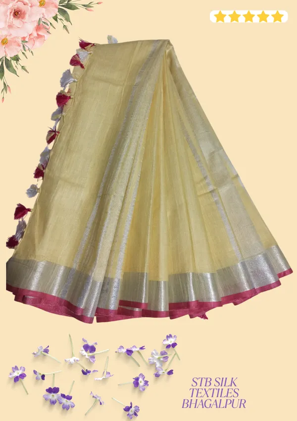 Women's_Linen_Slub_Saree_With_Contrast_Blouse_Piece