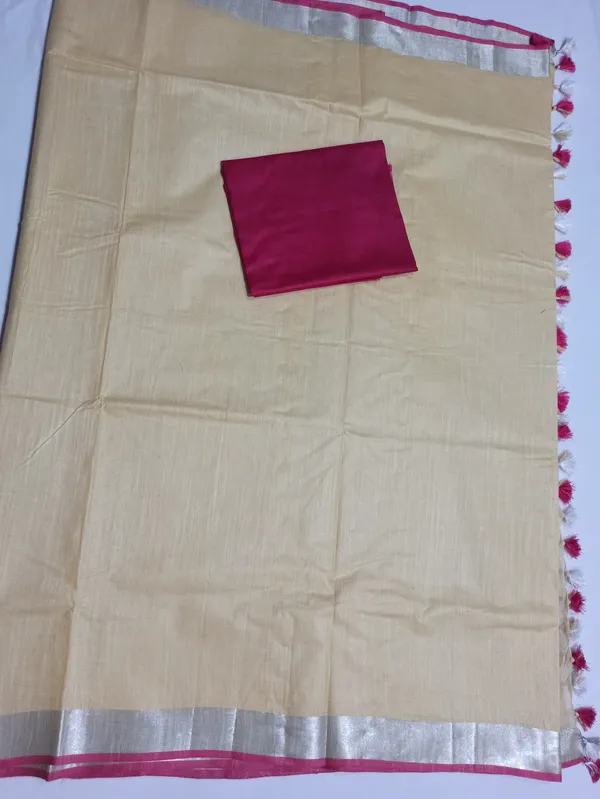 Women's_Linen_Slub_Saree_With_Contrast_Blouse_Piece