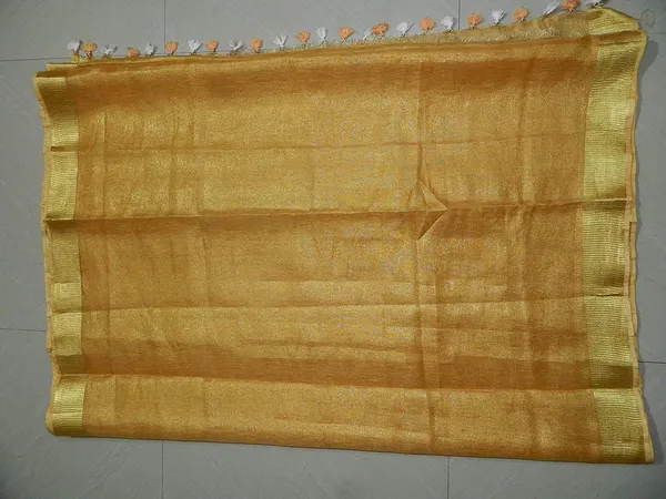 Golden_Tissue_Linen_Saree_Wih_Running_Blouse_Piece_For_Women