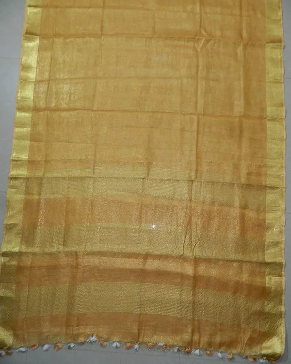 Golden_Tissue_Linen_Saree_Wih_Running_Blouse_Piece_For_Women