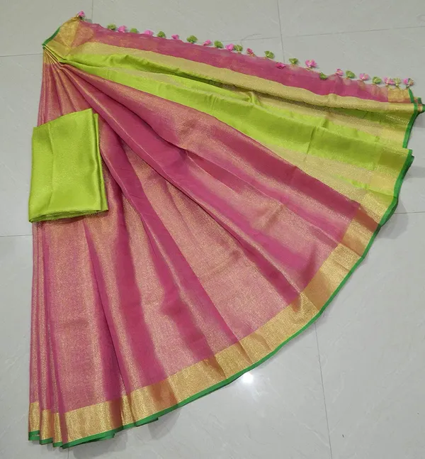 Pink_Tissue_Linen_Saree_Wih_Running_Contrast_Blouse_Piece_For_Women