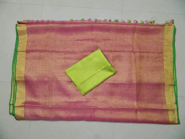 Pink_Tissue_Linen_Saree_Wih_Running_Contrast_Blouse_Piece_For_Women