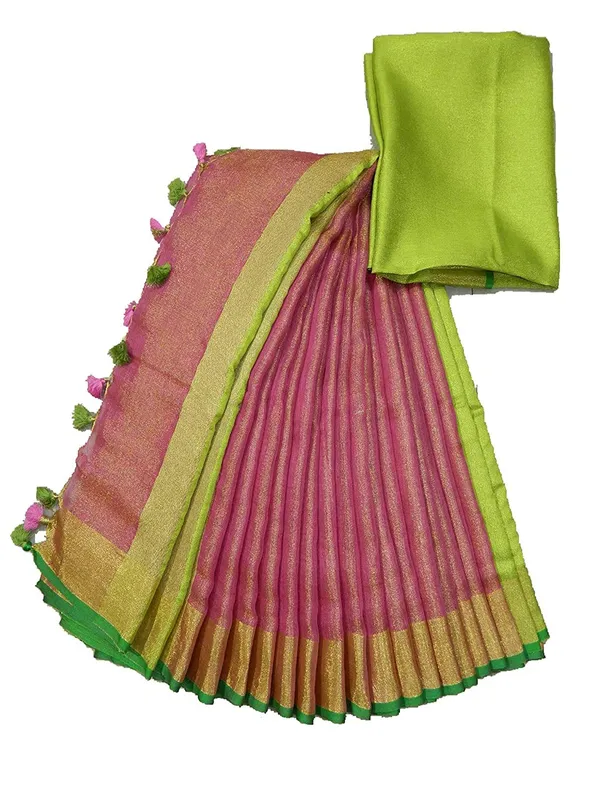 Pink_Tissue_Linen_Saree_Wih_Running_Contrast_Blouse_Piece_For_Women