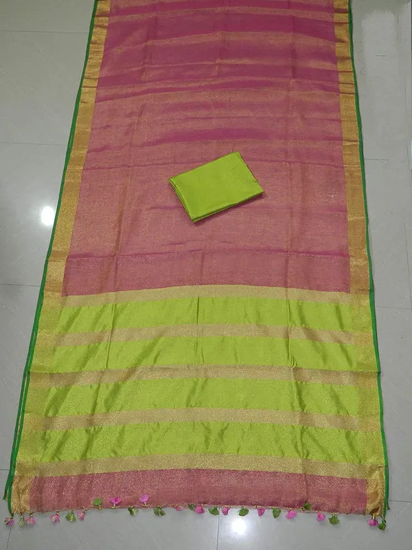 Pink_Tissue_Linen_Saree_Wih_Running_Contrast_Blouse_Piece_For_Women