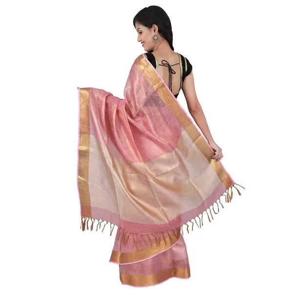 Pink_Tissue_Linen_Saree_Wih_Running_Contrast_Blouse_Piece_For_Women