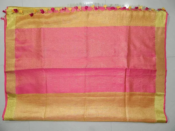 Yellow_Tissue_Linen_Saree_Wih_Running_Contrast_Blouse_Piece_For_Women