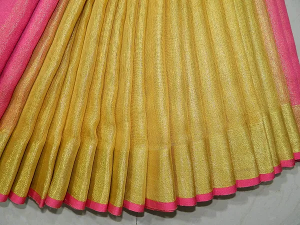 Yellow_Tissue_Linen_Saree_Wih_Running_Contrast_Blouse_Piece_For_Women