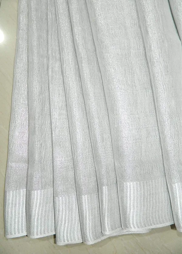 Silver_Tissue_Linen_Saree_Wih_Running_Contrast_Blouse_Piece_For_Women