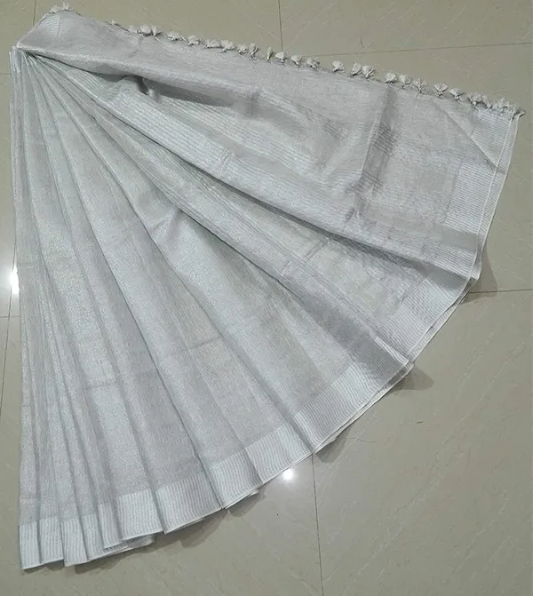 Silver_Tissue_Linen_Saree_Wih_Running_Contrast_Blouse_Piece_For_Women