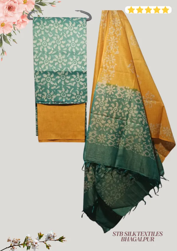 Green_Cotton_Silk_Batik_Print_Unstitched_Salwar_Suit_Dress_Material_With_Duputta_For_Women