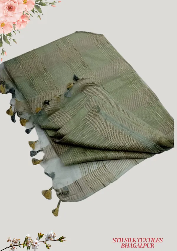 Mehendi_Organza_Art_Silk_Saree_With_Running_Blouse_Piece_For_Women