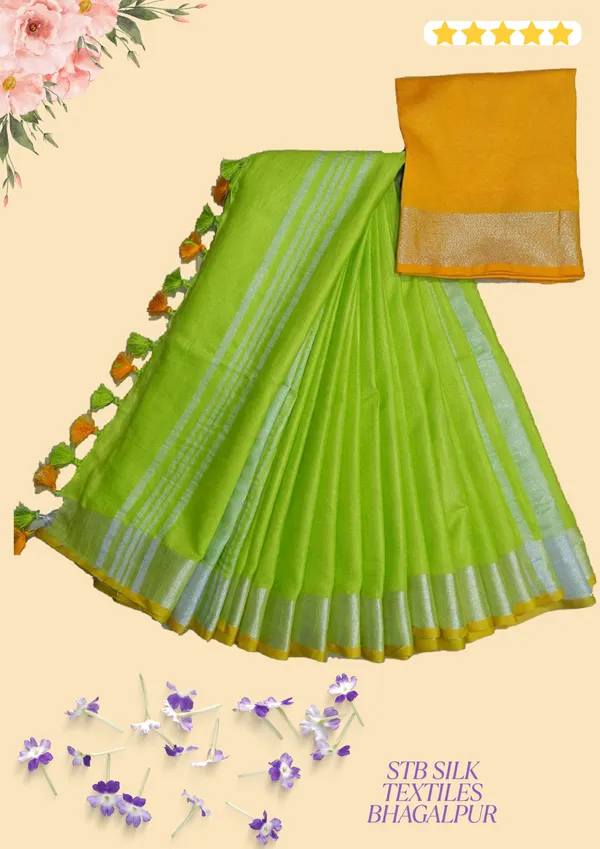 Women's_Linen_Slub_Saree_With_Contrast_Blouse_Piece