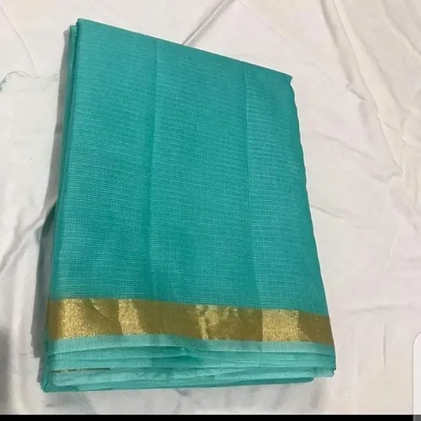 Green_Bhagalpuri_Pure_Kota_Doria_Silk_Saree_With_Small_Zari_Boder_And_Running_Blouse_Piece_For_Women