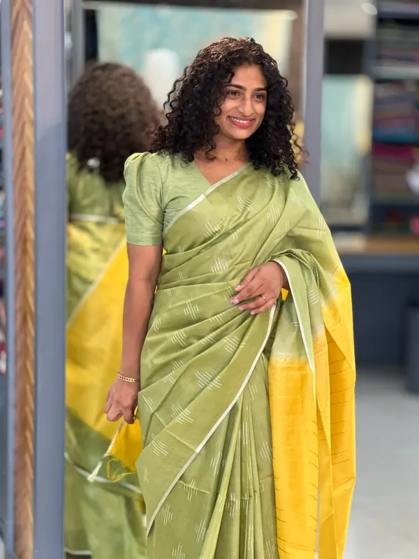 Women's_Handwoven_Threads_Weaving_Semi_Tussar_Soft_Silk_Saree_With_Atteched_Blouse