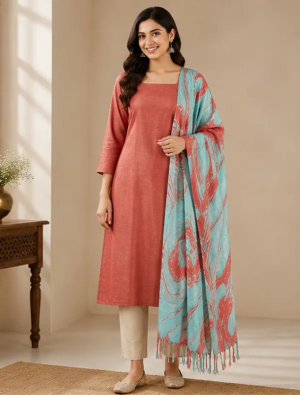 Red_Cotton_Silk_Unstitched_Salwar_Suit_Dress_Material_With_Marble_Print_Dupatta._For_Women