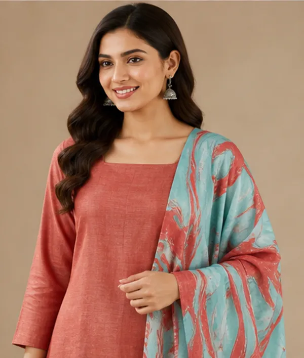 Red_Cotton_Silk_Unstitched_Salwar_Suit_Dress_Material_With_Marble_Print_Dupatta._For_Women